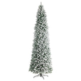 10’ Slim Flocked Montreal Fir Artificial Christmas Tree-Christmas Tree-Parc Decor