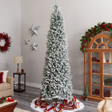 10’ Slim Flocked Montreal Fir Artificial Christmas Tree-Christmas Tree-Parc Decor