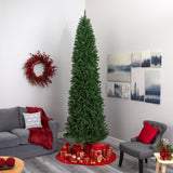 10’ Slim Green Mountain Pine Artificial Christmas Tree with 800 Clear LED Lights-Christmas Tree-Parc Decor