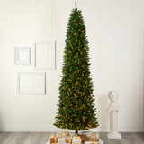 10’ Slim Green Mountain Pine Artificial Christmas Tree with 800 Clear LED Lights-Christmas Tree-Parc Decor