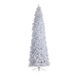 10’ Slim White Artificial Christmas Tree with 800 Warm White LED Lights and 2420 Bendable Branches-Christmas Tree-Parc Decor