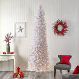10’ Slim White Artificial Christmas Tree with 800 Warm White LED Lights and 2420 Bendable Branches-Christmas Tree-Parc Decor