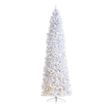 10’ Slim White Artificial Christmas Tree with 800 Warm White LED Lights and 2420 Bendable Branches-Christmas Tree-Parc Decor
