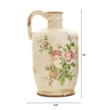 10” Tuscan Ceramic Floral Print Pitcher-Vase-Parc Decor