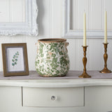 10” Tuscan Ceramic Green Scroll Planter w/ Handles-Planter-Parc Decor