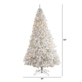 10' White Artificial Christmas Tree with 2200 Bendable Branches and 800 LED Lights-Christmas Tree-Parc Decor