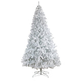 10' White Artificial Christmas Tree with 2200 Bendable Branches and 800 LED Lights-Christmas Tree-Parc Decor