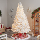 10' White Artificial Christmas Tree with 2200 Bendable Branches and 800 LED Lights-Christmas Tree-Parc Decor