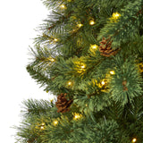 10’ White Mountain Pine Artificial Christmas Tree with 850 Clear LED Lights and Pine Cones-Christmas Tree-Parc Decor