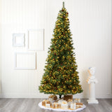 10’ White Mountain Pine Artificial Christmas Tree with 850 Clear LED Lights and Pine Cones-Christmas Tree-Parc Decor