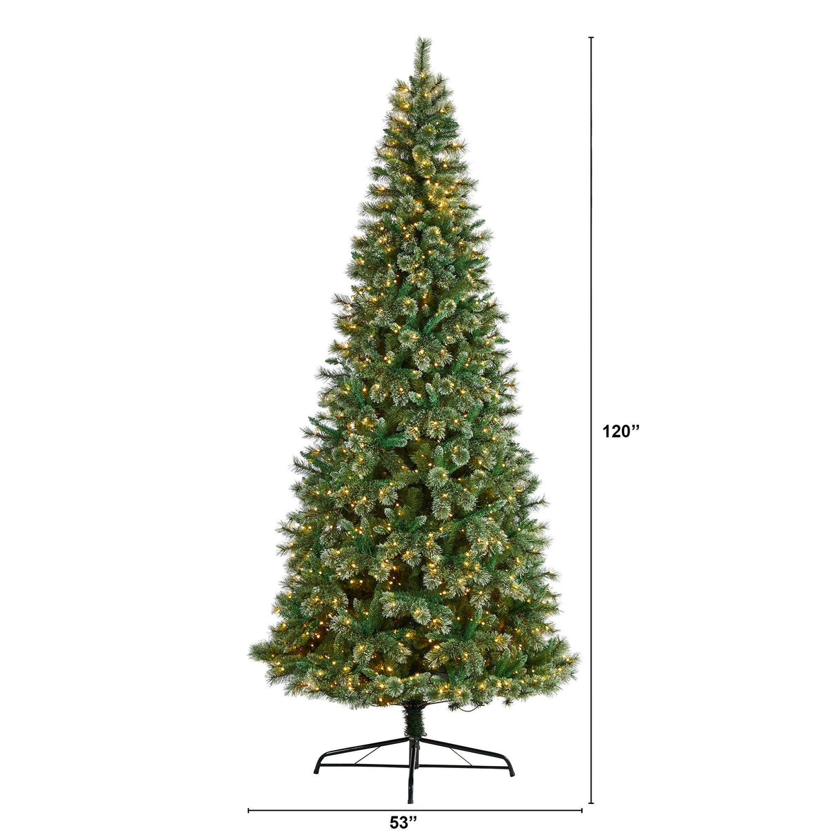 10’ Wisconsin Slim Snow Tip Pine Artificial Christmas Tree with 1050 Clear LED Lights-Christmas Tree-Parc Decor