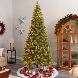 10’ Wisconsin Slim Snow Tip Pine Artificial Christmas Tree with 1050 Clear LED Lights-Christmas Tree-Parc Decor