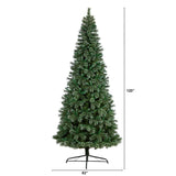 10’ Wisconsin Slim Snow Tip Pine Artificial Christmas Tree with 1652 Bendable Branches-Christmas Tree-Parc Decor