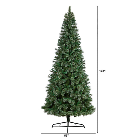 10’ Wisconsin Slim Snow Tip Pine Artificial Christmas Tree with 1652 Bendable Branches-Christmas Tree-Parc Decor