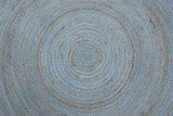 100% All Natural Fiber Hand Braided Boho Blue Round Jute Rug | JR1