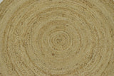 100% ALL NATURAL FIBER HAND BRAIDED BOHO WHITE ROUND JUTE RUG | JR4
