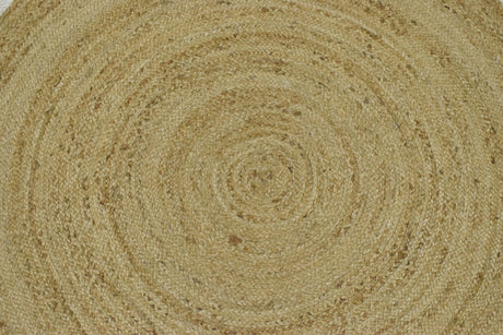 100% ALL NATURAL FIBER HAND BRAIDED BOHO WHITE ROUND JUTE RUG | JR4