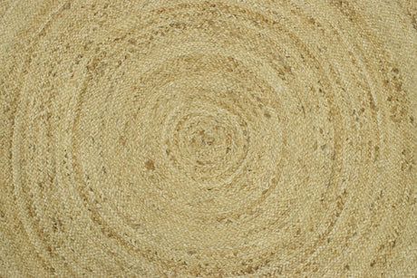 100% ALL NATURAL FIBER HAND BRAIDED BOHO WHITE ROUND JUTE RUG | JR4