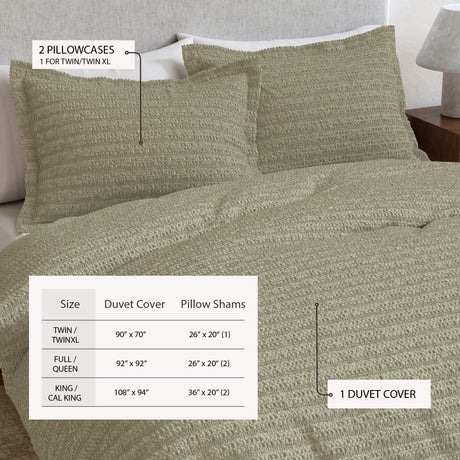 100% Cotton Honeycomb Waffle Duvet Set - Mattea Collection