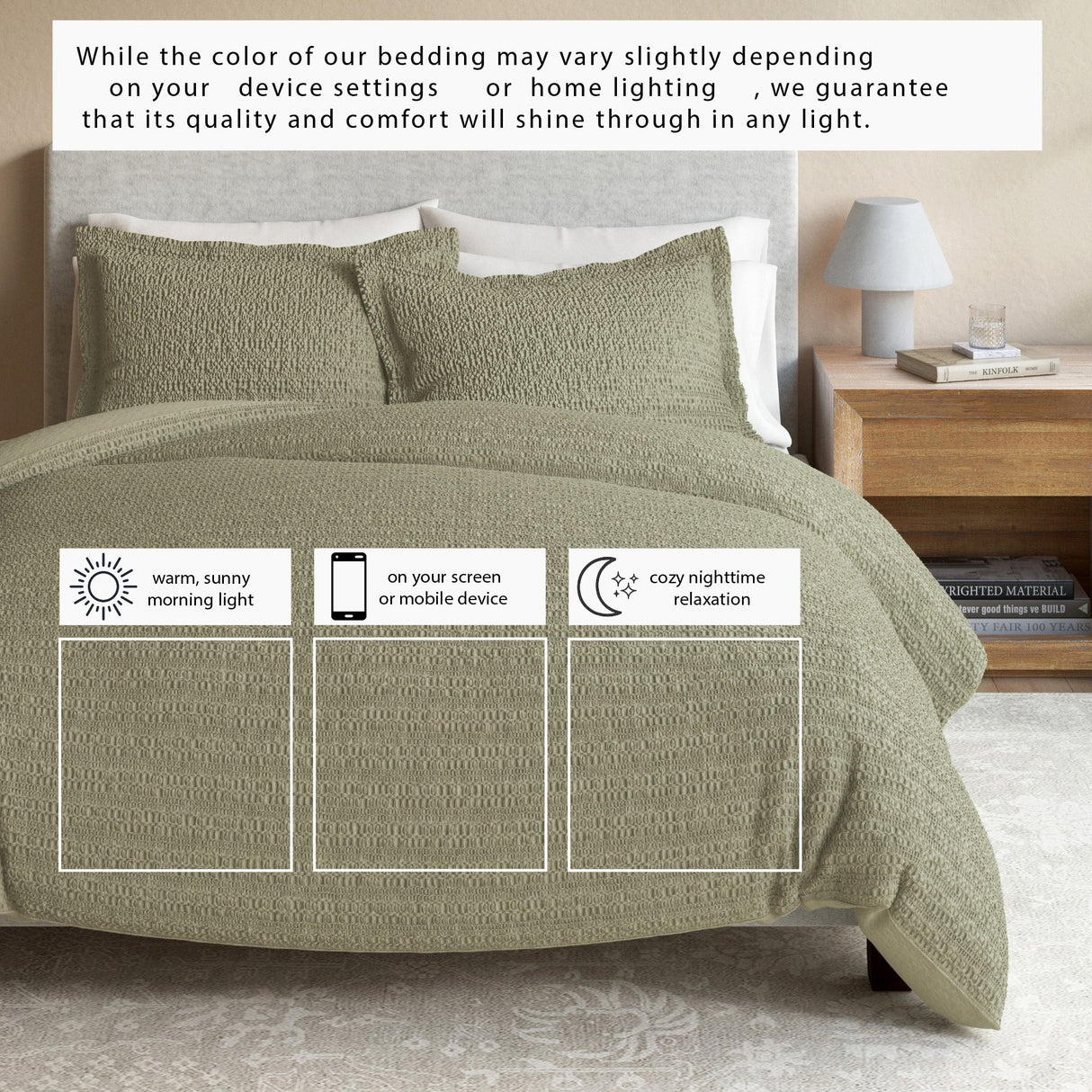 100% Cotton Honeycomb Waffle Duvet Set - Mattea Collection