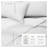 100% Cotton Honeycomb Waffle Garment Washed Quilt Set - Genevieve Collection