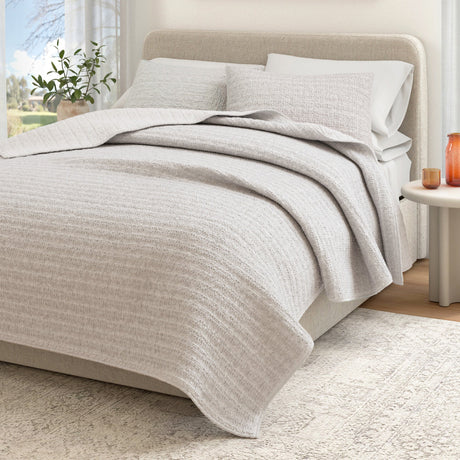 100% Cotton Honeycomb Waffle Garment Washed Quilt Set - Genevieve Collection-Quilts & Comforters-Parc Decor