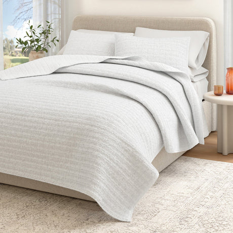 100% Cotton Honeycomb Waffle Garment Washed Quilt Set - Genevieve Collection-Quilts & Comforters-Parc Decor