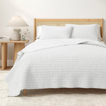 100% Cotton Honeycomb Waffle Garment Washed Quilt Set - Genevieve Collection
