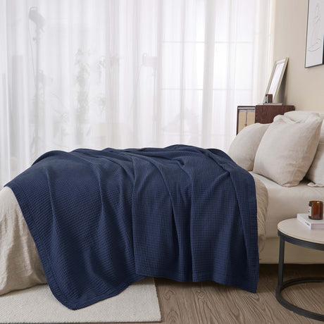 100% Cotton Waffle Weave Blanket - Mikala Collection