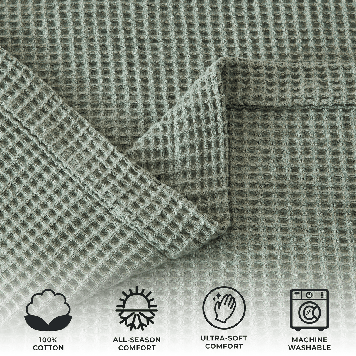 100% Cotton Waffle Weave Blanket - Mikala Collection