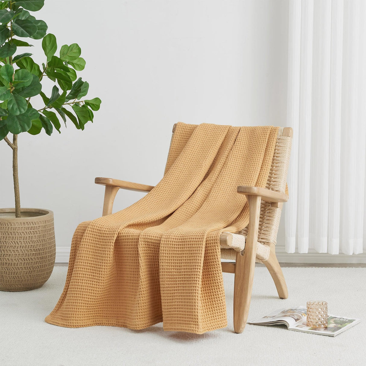 100% Cotton Waffle Weave Blanket - Mikala Collection-Blankets-Parc Decor