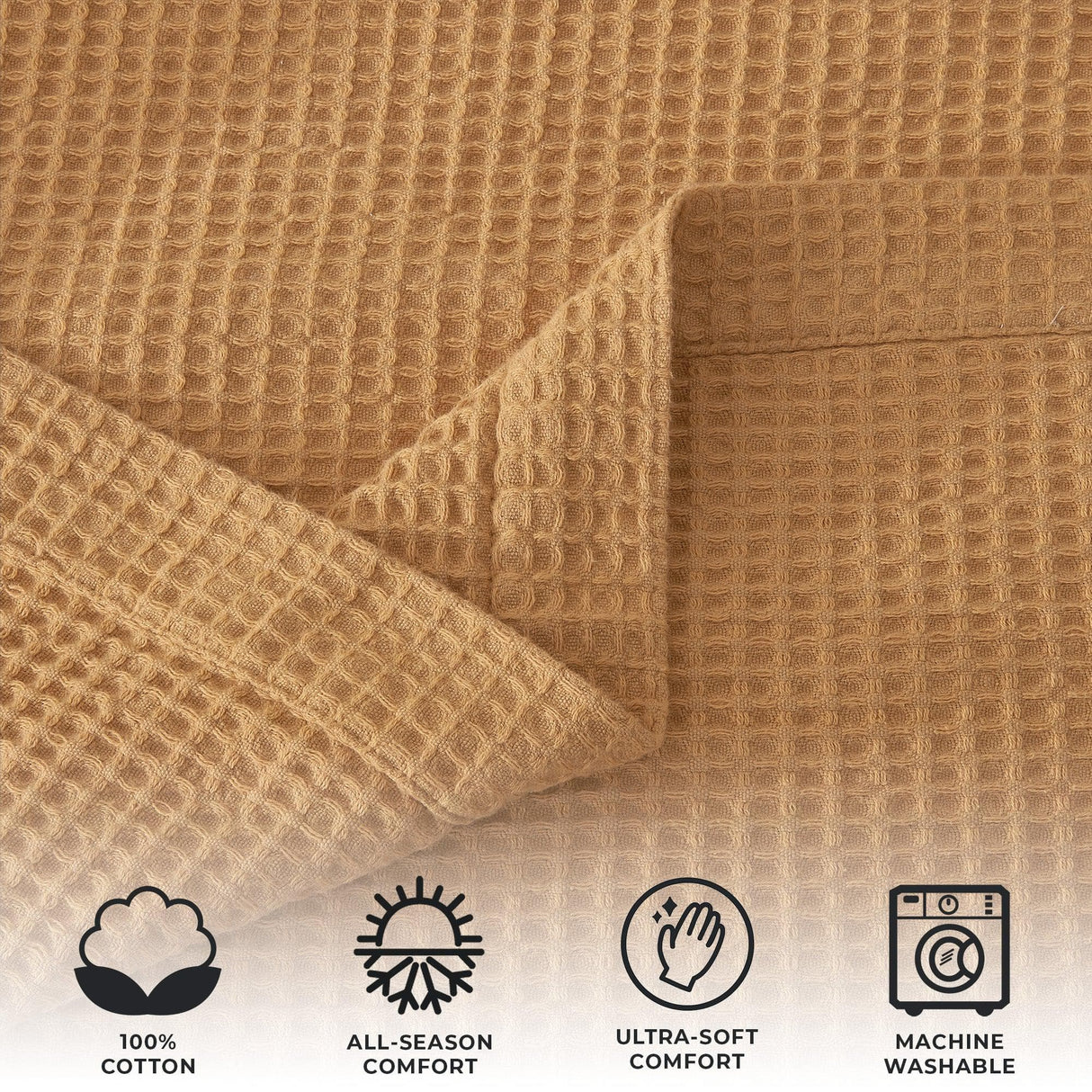 100% Cotton Waffle Weave Blanket - Mikala Collection-Blankets-Parc Decor