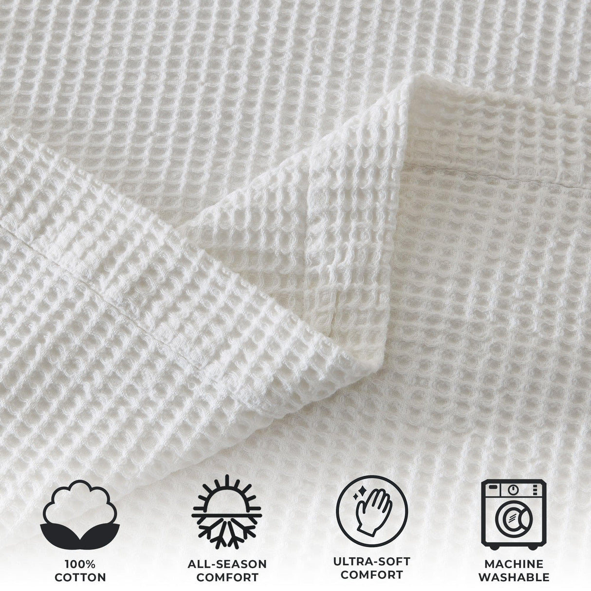100% Cotton Waffle Weave Blanket - Mikala Collection-Blankets-Parc Decor