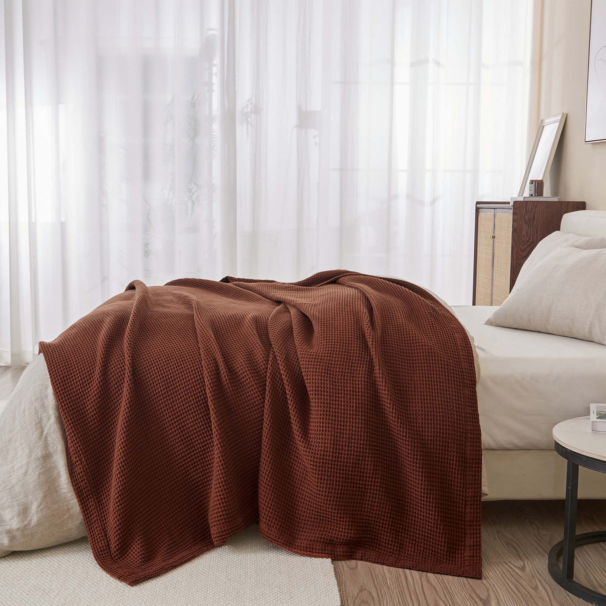 100% Cotton Waffle Weave Blanket - Mikala Collection-Blankets-Parc Decor