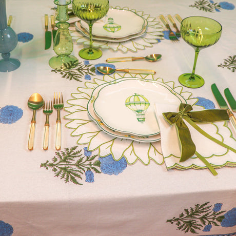 100% Organic Cotton - Toile de Blu Hortensia Tablecloth