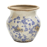 10.5” Tuscan Ceramic Blue Scroll Urn Vase-Vase-Parc Decor