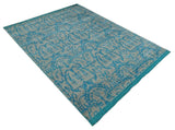 10x14 Hand Knotted Beige and Blue Modern Contemporary Bamboo Silk Area Rug