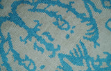 10x14 Hand Knotted Beige and Blue Modern Contemporary Bamboo Silk Area Rug