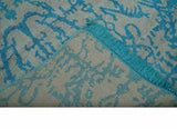 10x14 Hand Knotted Beige and Blue Modern Contemporary Bamboo Silk Area Rug