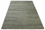 10x14 Hand Knotted Ivory and Black Modern Contemporary Southwestern Recycled Silk Area Rug