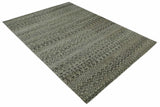 10x14 Hand Knotted Ivory and Black Modern Contemporary Southwestern Recycled Silk Area Rug
