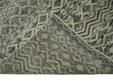 10x14 Hand Knotted Ivory and Black Modern Contemporary Southwestern Recycled Silk Area Rug