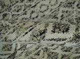 10x14 Hand Knotted Ivory and Black Modern Contemporary Southwestern Recycled Silk Area Rug