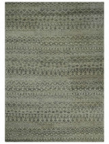 10x14 Hand Knotted Ivory and Black Modern Contemporary Southwestern Recycled Silk Area Rug