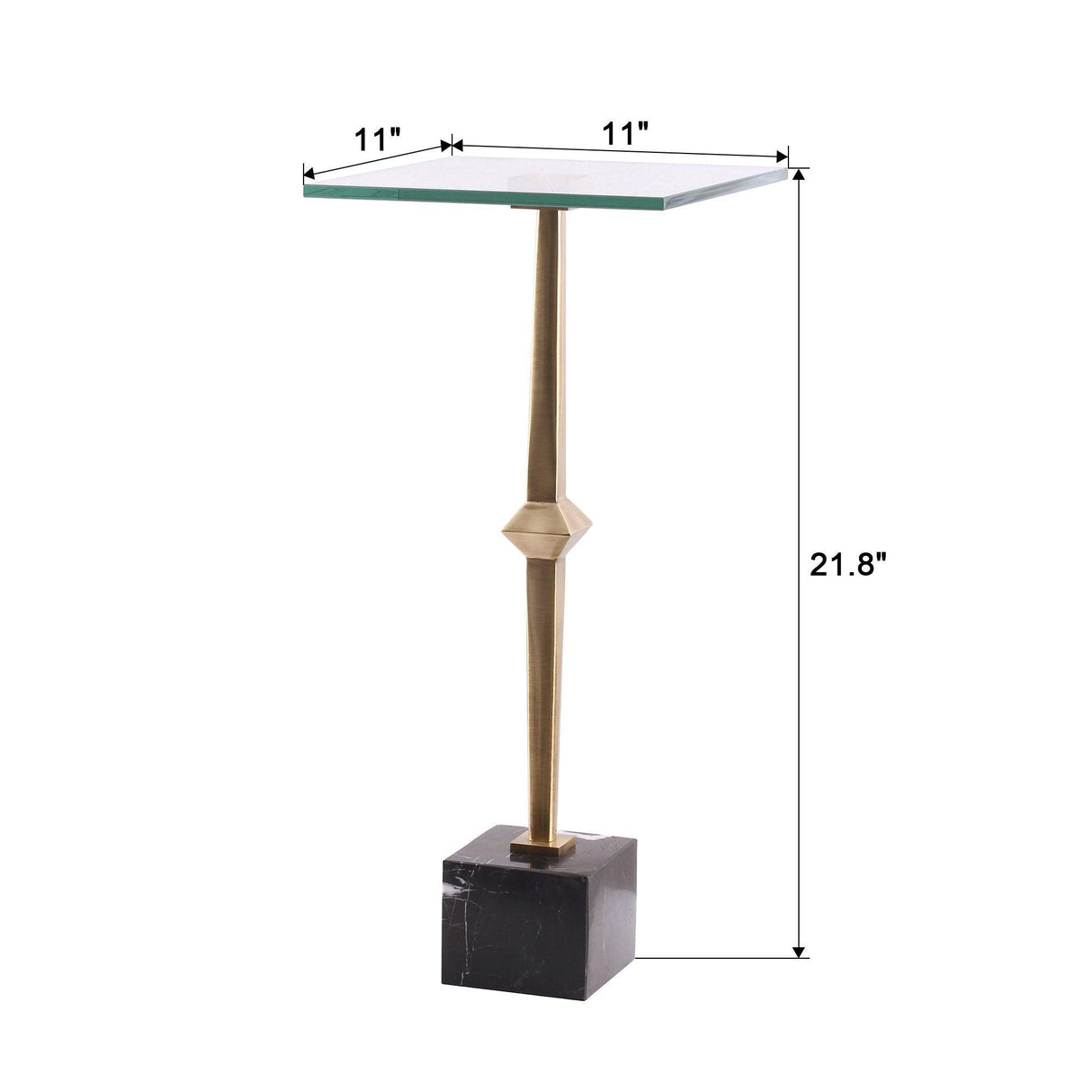 11" Square Side Table with Marble Base-Parc Decor