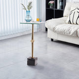 11" Square Side Table with Marble Base-Parc Decor