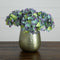 11” Artificial Hydrangea Arrangement in Gold Metal Vase-Arrangement-Parc Decor