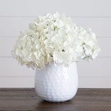11” Artificial Hydrangea Arrangement in White Metal Vase-Arrangement-Parc Decor