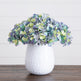 11” Artificial Hydrangea Arrangement in White Metal Vase-Arrangement-Parc Decor