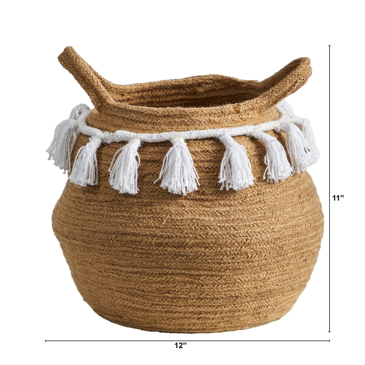 11” Boho Chic Handmade Natural Cotton Woven Planter with Tassels-Planter-Parc Decor